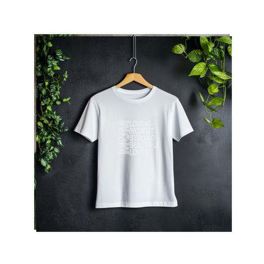 Rhinestone “Mom Affirmation” T-Shirt – Loving Patient Strong Beautiful Loved Bling Tee ( white)