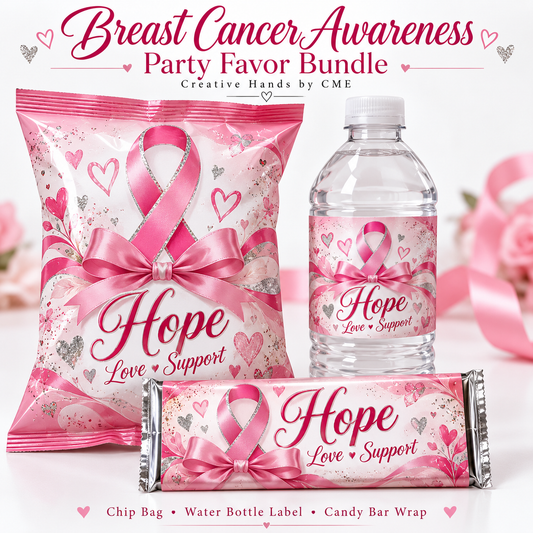 Hope, Love & Support Breast Cancer Awareness Party Favor Digital Bundle