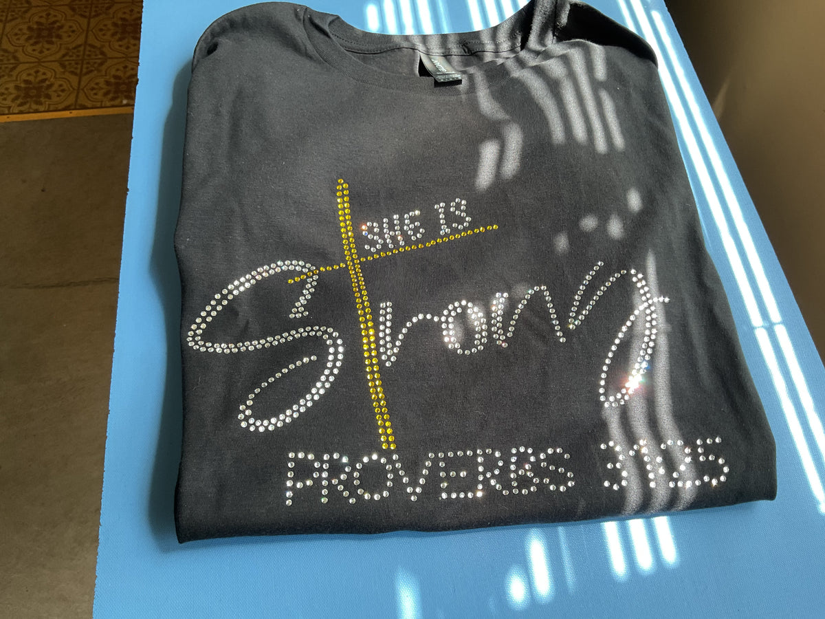 She Is Strong Rhinestone T-Shirt