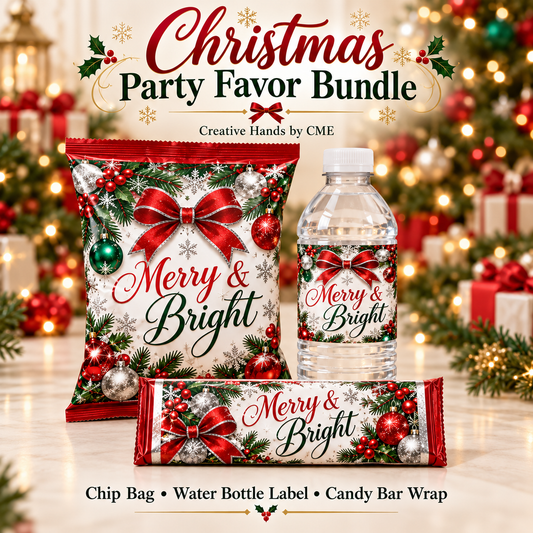 Merry & Bright Christmas Party Favor Digital Bundle