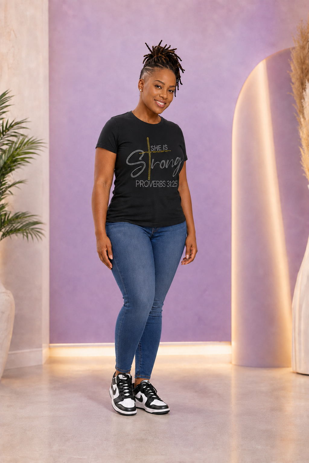 She Is Strong Rhinestone T-Shirt