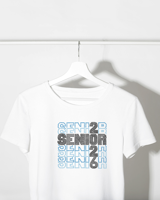 Senior 2026 Rhinestone Tee 🖤💙